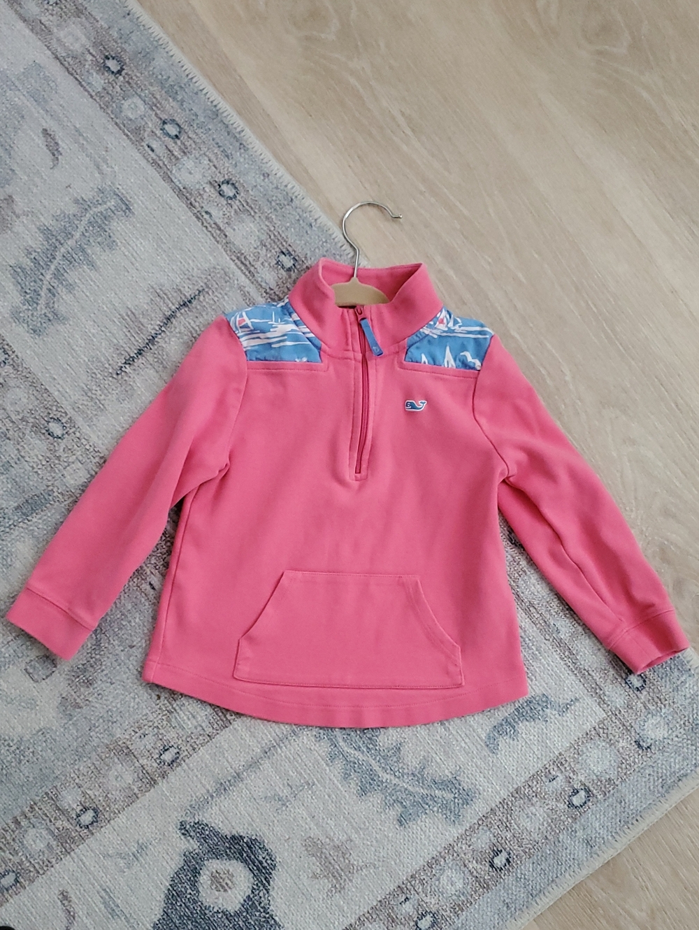Vineyard Vines Toddler Girls 1/4 Zip Pink Blue Sailboats Pullover Shep ShirtSz4T